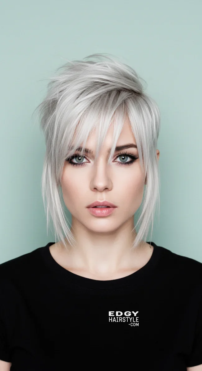 14. Modern Pixie-Inspired Medium with Long Bangs | 15 Low-Maintenance Medium-Length Hairstyles With Bangs