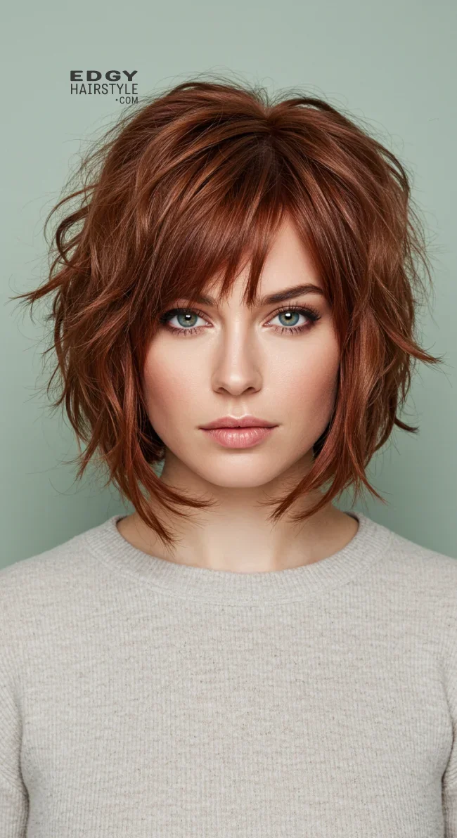 3. Textured Bob with Side-Swept Bangs | 15 Low-Maintenance Medium-Length Hairstyles With Bangs