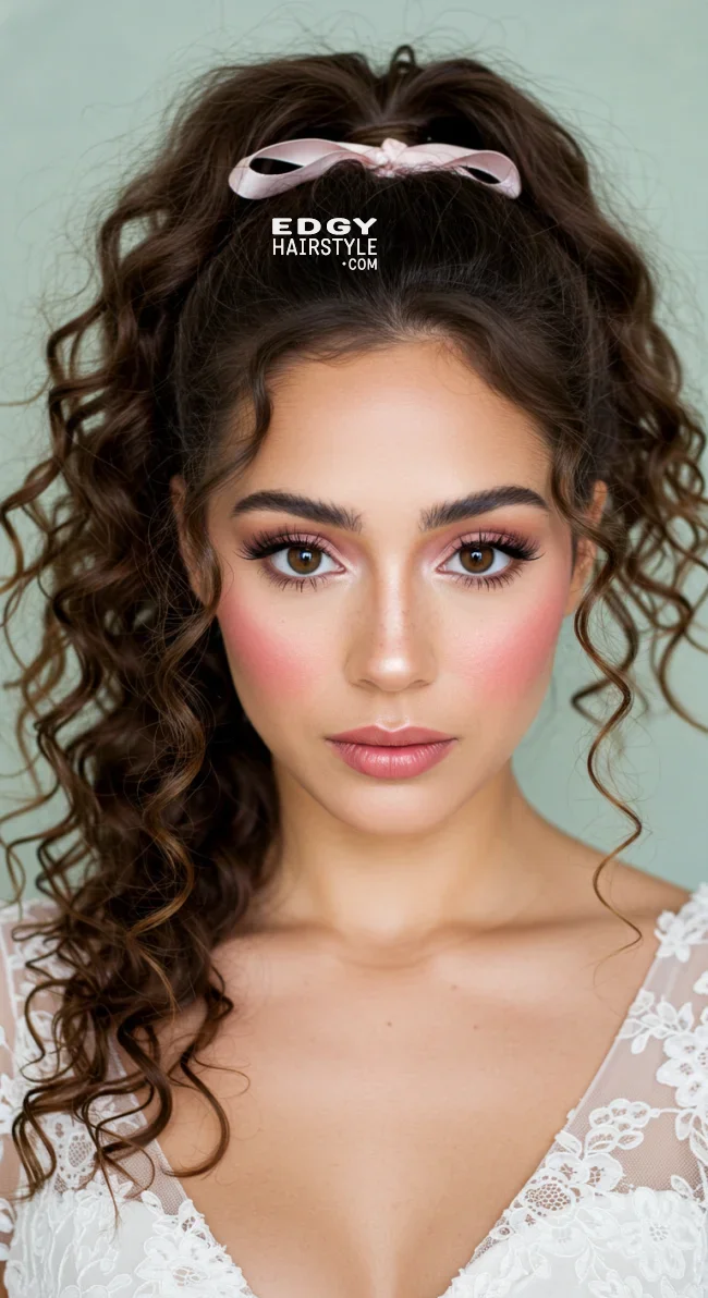 6. Curly Ponytail with Ribbon | 10 Perfect Flower Girl Hairstyles For Your Big Day