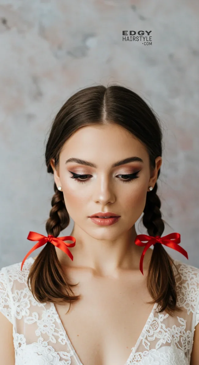 9. Simple Pigtails with Bows | 10 Perfect Flower Girl Hairstyles For Your Big Day