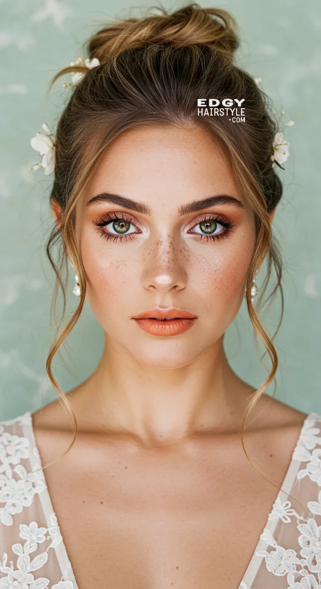 8. Messy Bun with Side Tendrils | 10 Perfect Flower Girl Hairstyles For Your Big Day