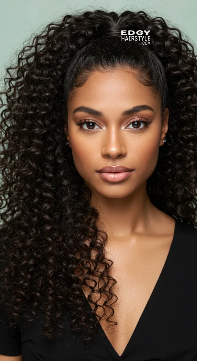 12. Half-Up, Half-Down Curls | 15 Quick And Stylish Hairstyles For Black Women