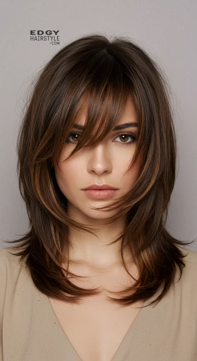 7. Shag with Side-Swept Bangs | 10 Shag Haircuts That Are Trending In 2025
