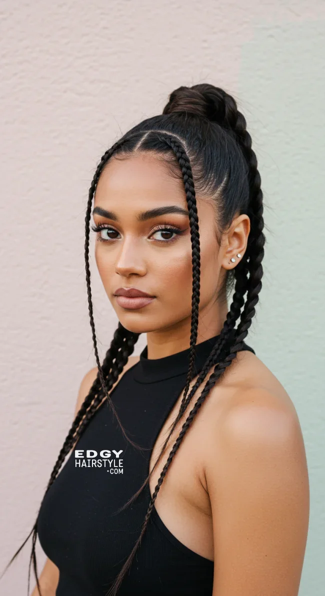 4. Baby Braids with a High Ponytail | Baby Braids Will Be Everywhere In 2025