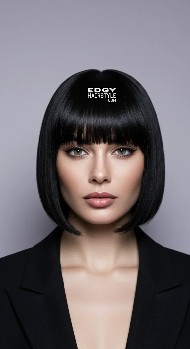 6. Sleek Blunt Bangs | Chic Blunt Bangs: Stylish Trends And Timeless Elegance