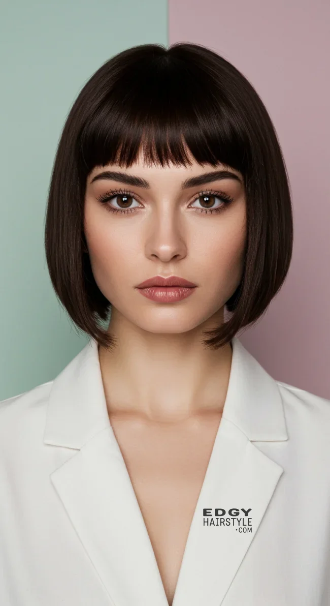 7. Short Blunt Bangs | Chic Blunt Bangs: Stylish Trends And Timeless Elegance