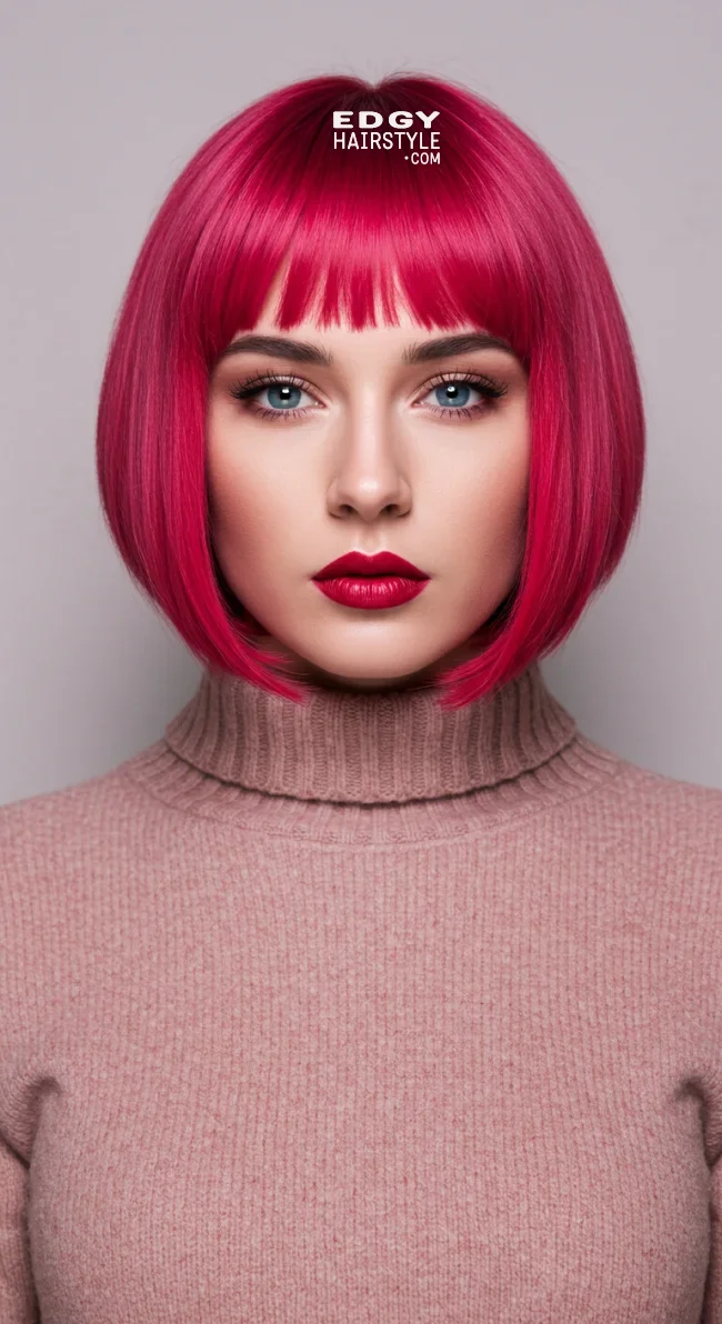 14. Raspberry Red Bob with Fringe | 15 Red Hair Looks To Warm Up Your Vibe This Winter