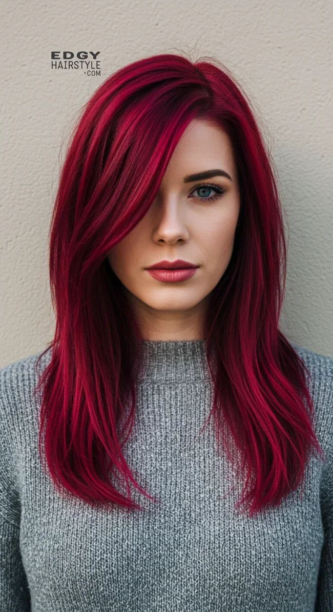 5. Crimson Long Layers | 15 Red Hair Looks To Warm Up Your Vibe This Winter