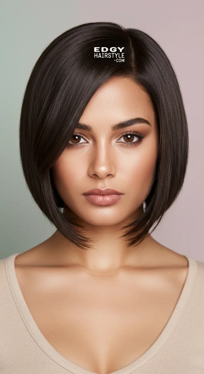 6. Blunt Cut Side-Part Bob | 7 Side-Part Bob Haircut Ideas