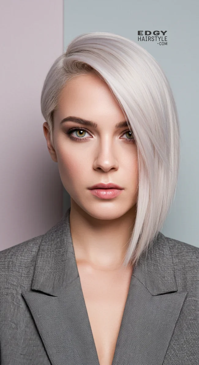 3. Asymmetrical Side-Part Bob | 7 Side-Part Bob Haircut Ideas