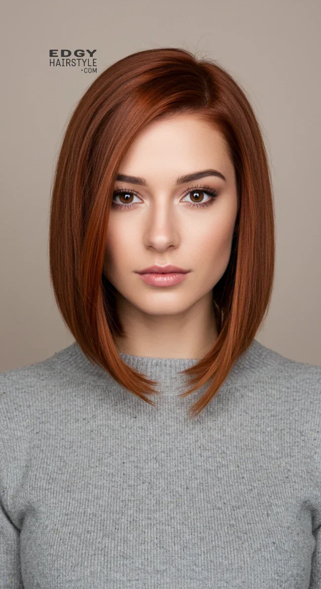 3. Dark Auburn Copper Lob | 15 Captivating Copper Hair Shades For A Warm Winter Look