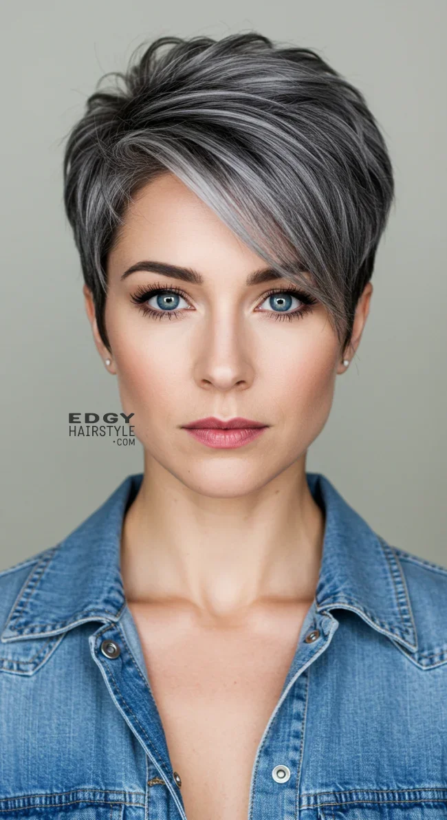 5. Pixie Cut with Grey Accents | Grey Blending: A Chic And Ageless Way To Wear Your Hair