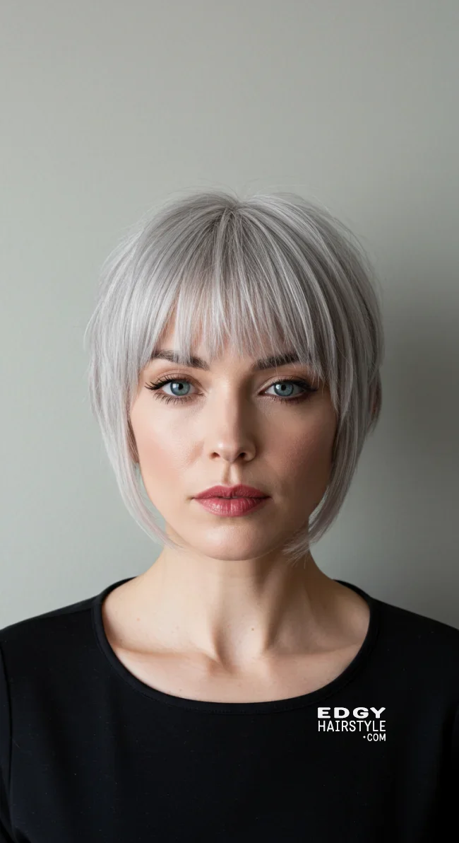 13. Short Grey Fringe | Grey Blending: A Chic And Ageless Way To Wear Your Hair