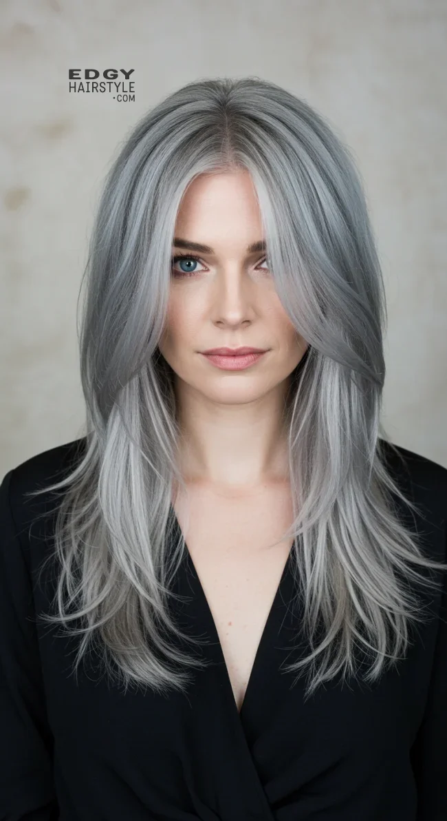2. Soft Blended Grey Layers | Grey Blending: A Chic And Ageless Way To Wear Your Hair