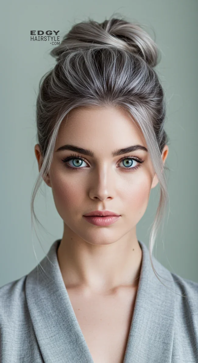 7. Modern Grey Updo | Grey Blending: A Chic And Ageless Way To Wear Your Hair