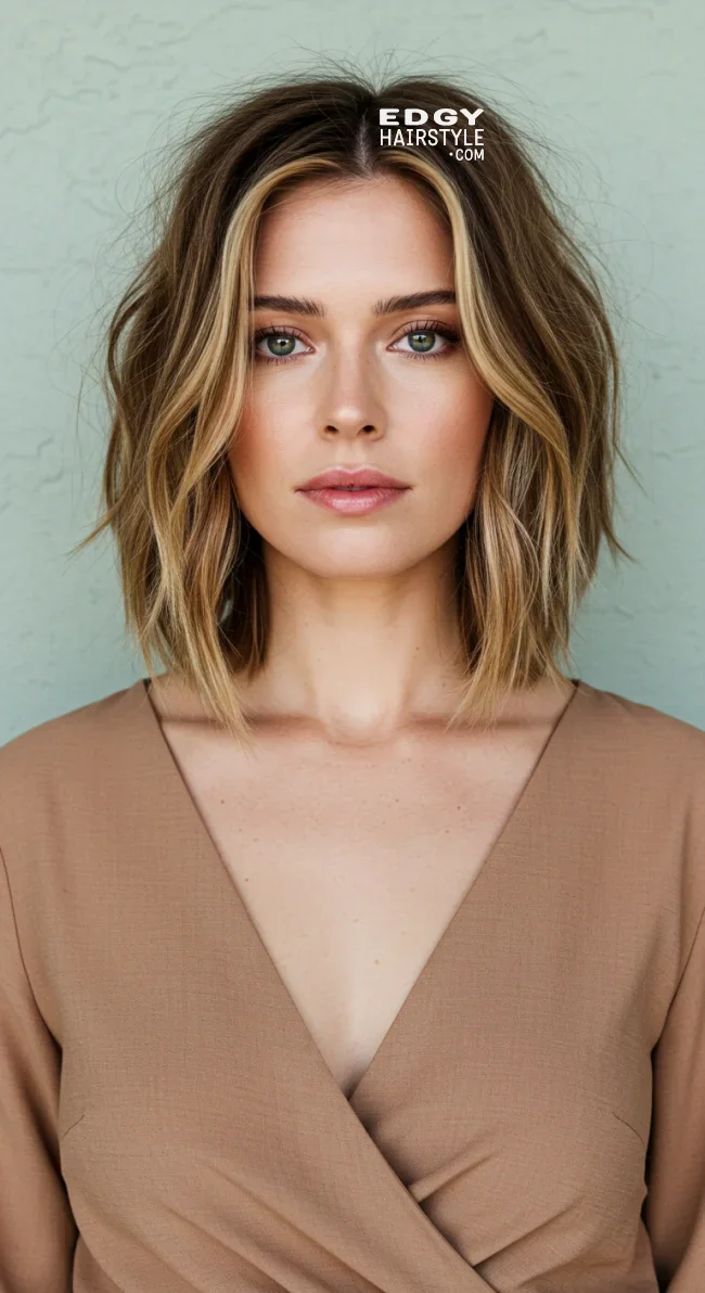 12. Textured Lob for Round Faces | Haircut Suggestions For Your Face Shape