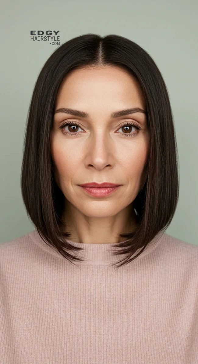 9. Sleek, Straight Lob | 15 Best Haircuts For Women Over 60
