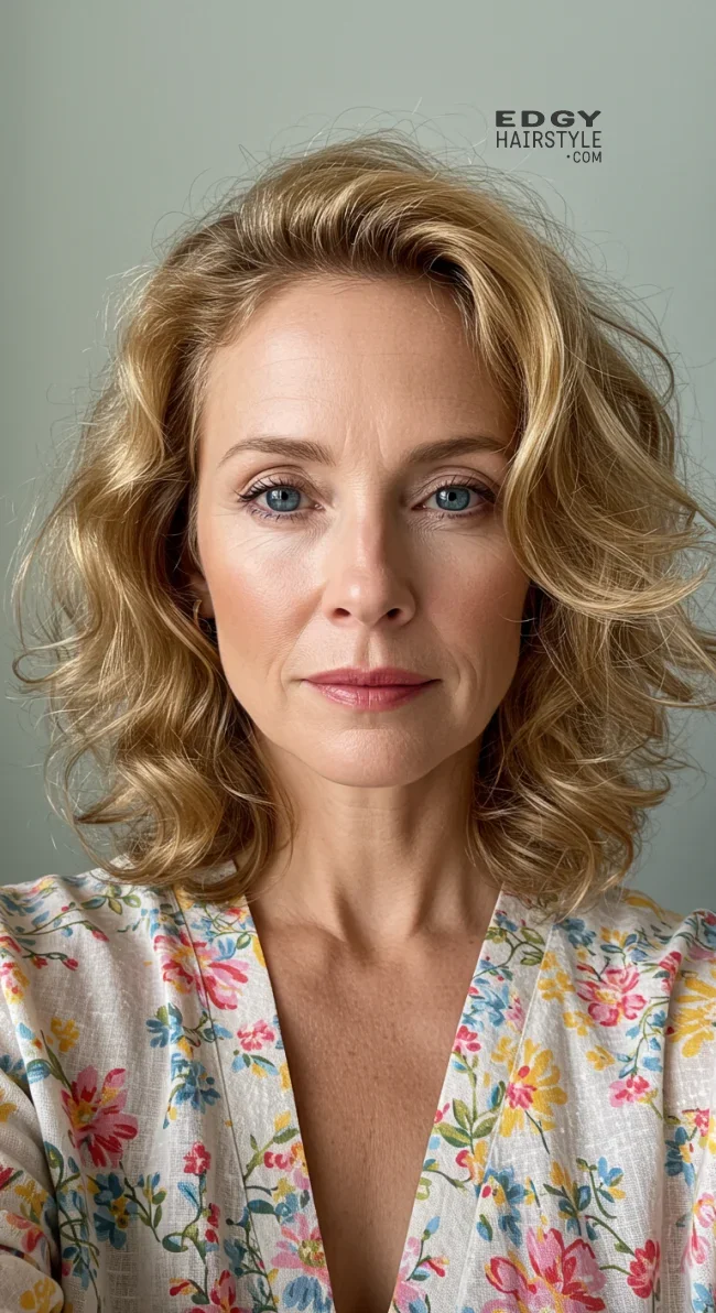 7. Soft Curls with Medium Length | 15 Best Haircuts For Women Over 60