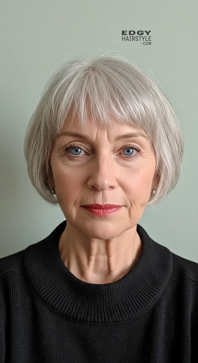 8. Textured Bowl Cut | 15 Best Haircuts For Women Over 60