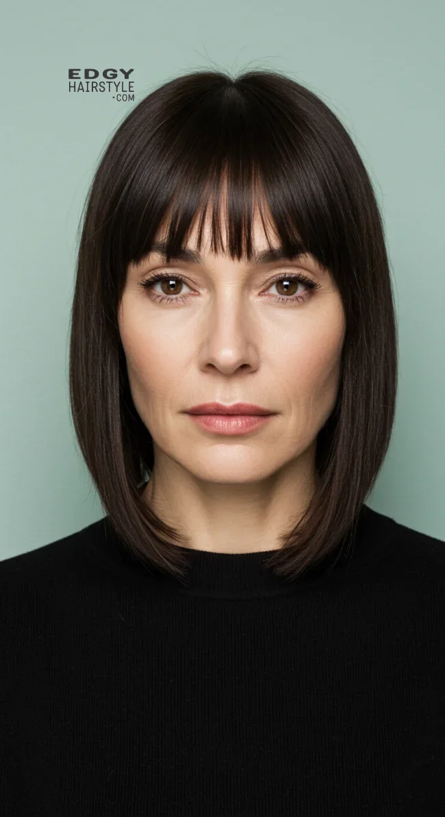 10. Blunt Bangs with a Bob | Should A 60 Year Old Woman Wear Bangs?