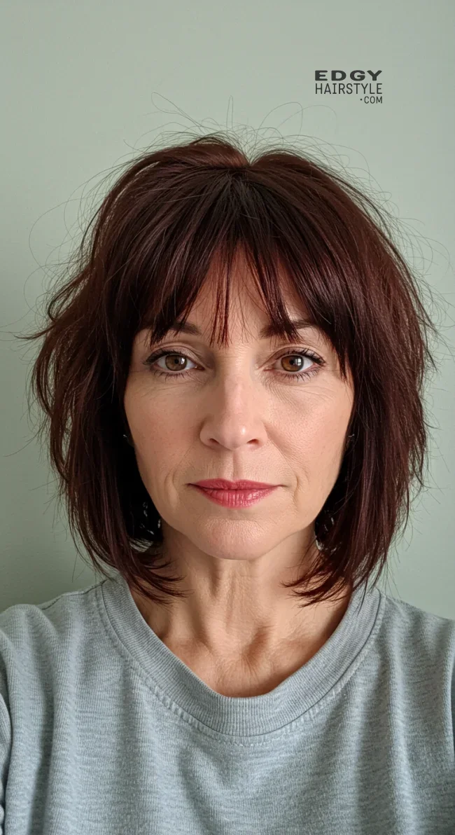 7. Textured Bangs | Should A 60 Year Old Woman Wear Bangs?