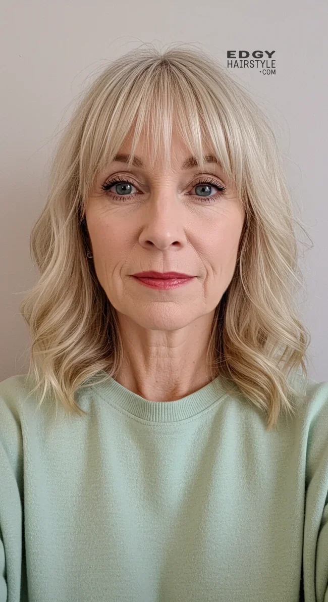 11. Soft Feathered Bangs | Should A 60 Year Old Woman Wear Bangs?