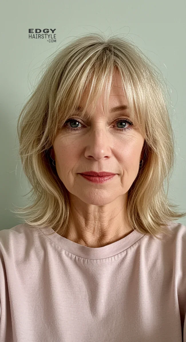 2. Side-Swept Bangs | Should A 60 Year Old Woman Wear Bangs?