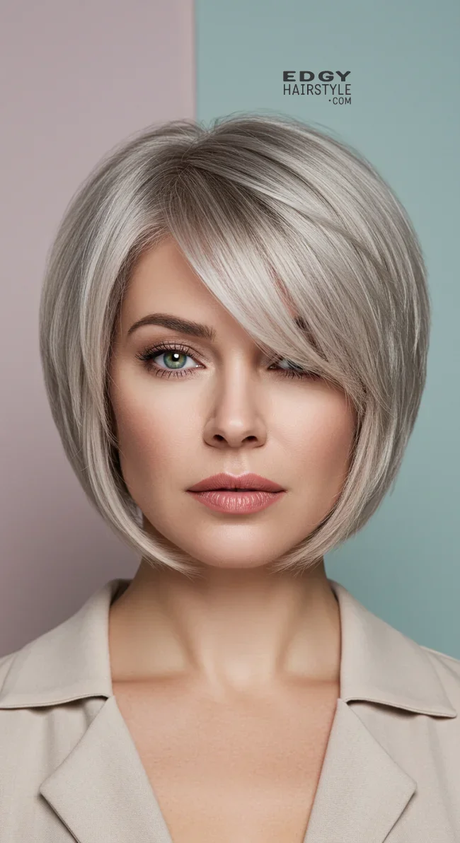 15. Short Bob with Side-Swept Bangs | 15 Short Hairstyles For Women Over 50 To Try