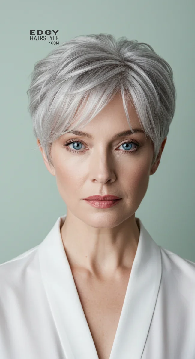 13. Silver Fox Pixie | 15 Short Hairstyles For Women Over 50 To Try