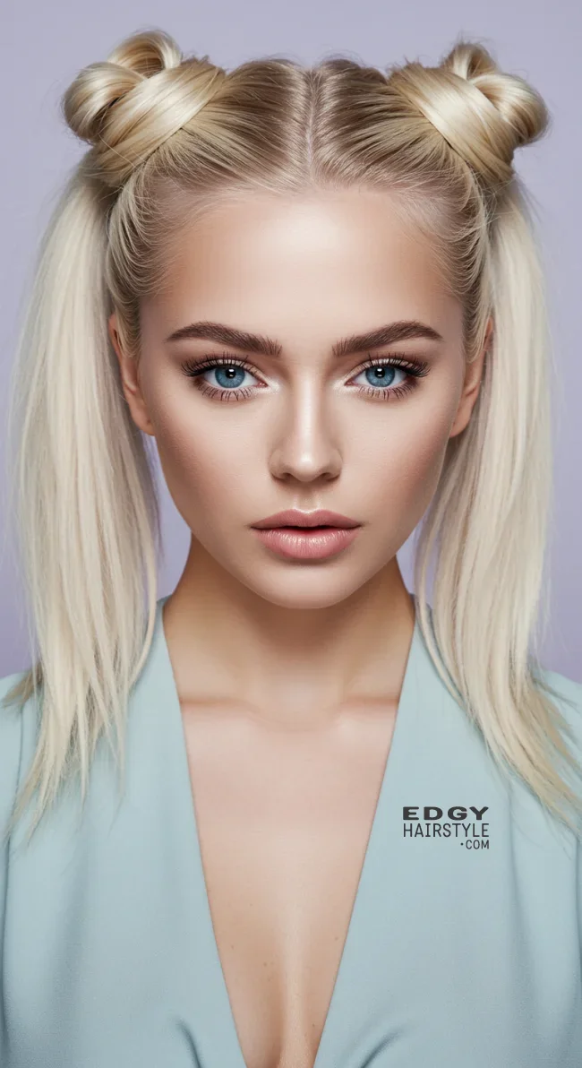 7. Space Buns and Pigtails | 8 Cute And Easy Pigtail Hairstyles For All Ages