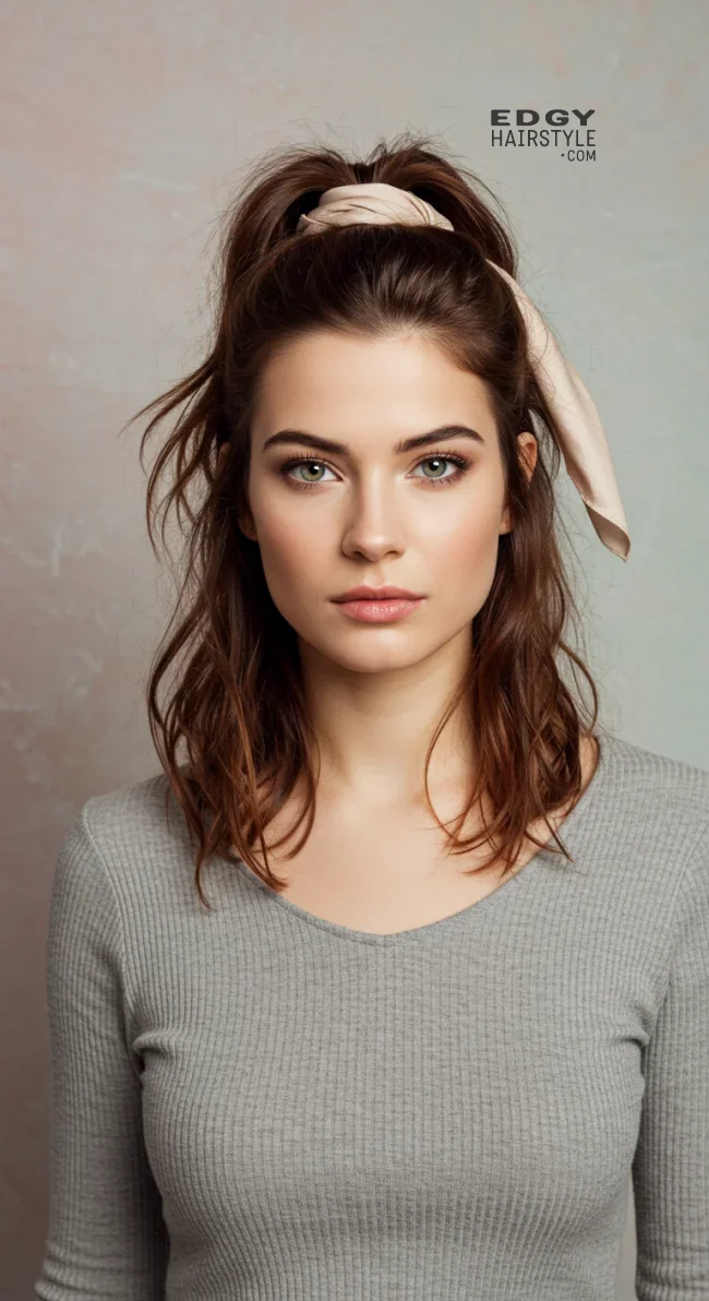 5. Half-Up Scarf Tie | 15 Hairstyle Ideas Using A Scarf - Chic And Trendy