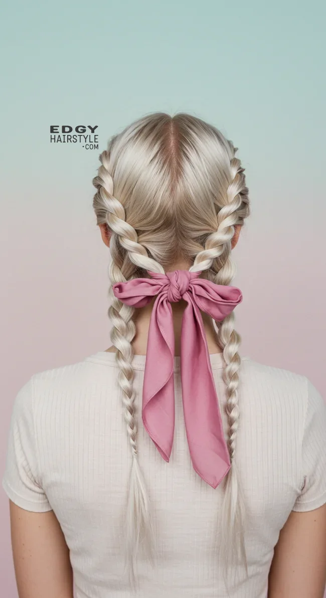 11. Twisted Crown with Scarf | 15 Hairstyle Ideas Using A Scarf - Chic And Trendy