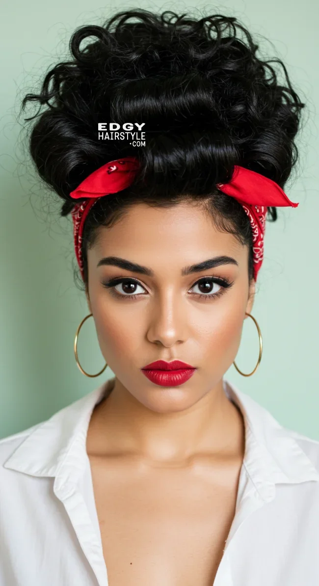 4. Retro Rosie the Riveter Look | 15 Hairstyle Ideas Using A Scarf - Chic And Trendy