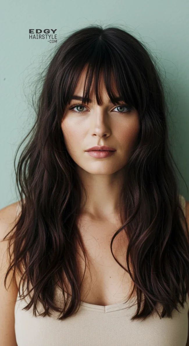 5. Wispy Bangs with Long Hair | Flattering Haircuts For Chubby Faces And Thick Hair