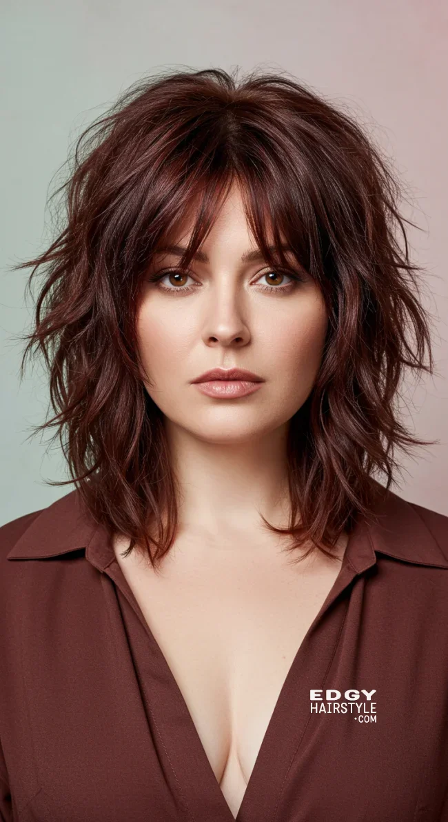 4. Shoulder-Length Shag | Flattering Haircuts For Chubby Faces And Thick Hair