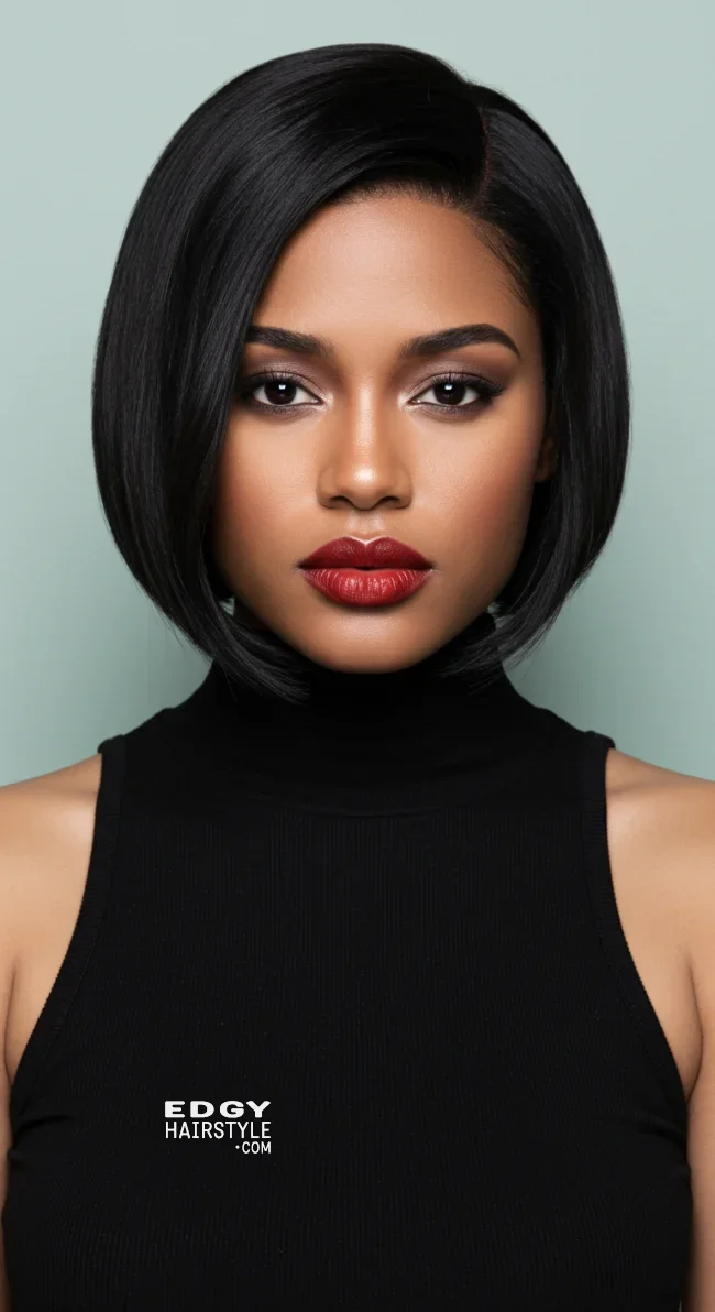 8. Chin-Length Bob with Side Part | Flattering Haircuts For Chubby Faces And Thick Hair