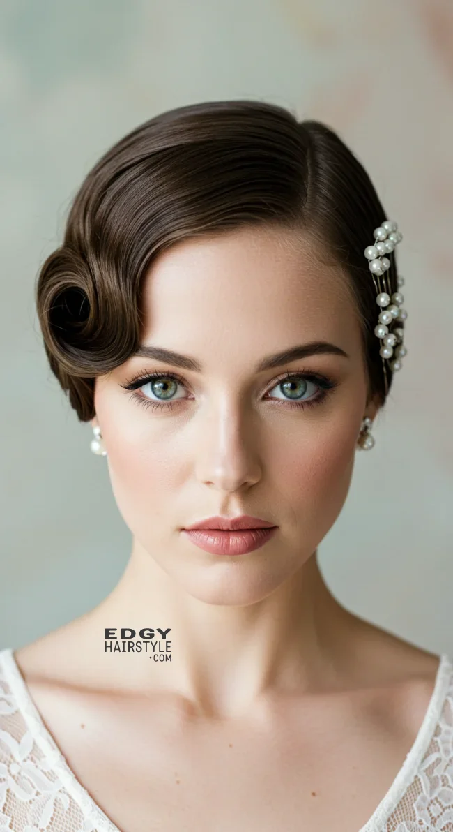 7. Vintage-Inspired Rolled Updo with Pearls | Elegant Wedding Updo Hairstyles Featuring Pearl Hairpins