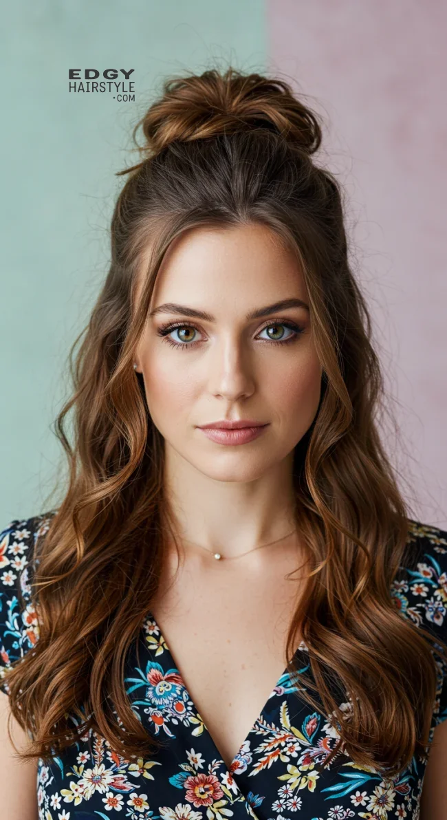 6. Half-Up, Half-Down Top Knot | 10 Trendy Hairstyles To Try This Season