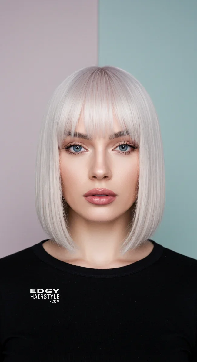 3. Blunt Bob with Bangs | 10 Stylish Bob Haircuts For Women With Oval Faces