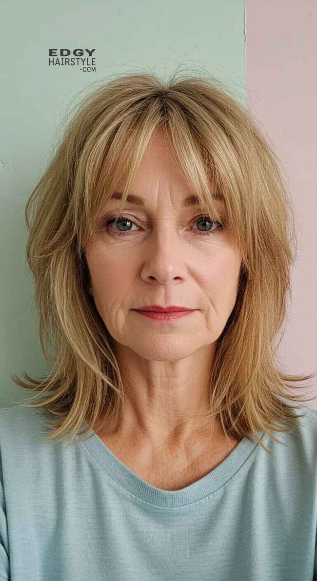 7. Soft Shaggy Layers | What Hairstyles Are Good For Women Over 60 With Thinning Hair?