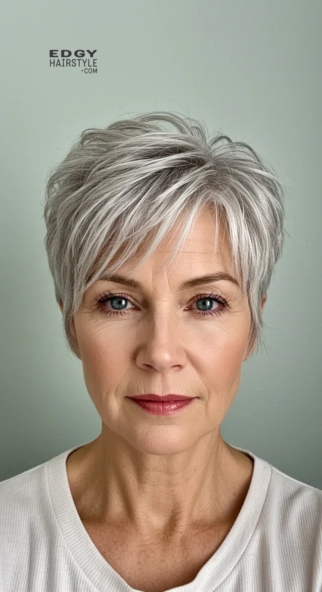 1. Short Layered Pixie | What Hairstyles Are Good For Women Over 60 With Thinning Hair?