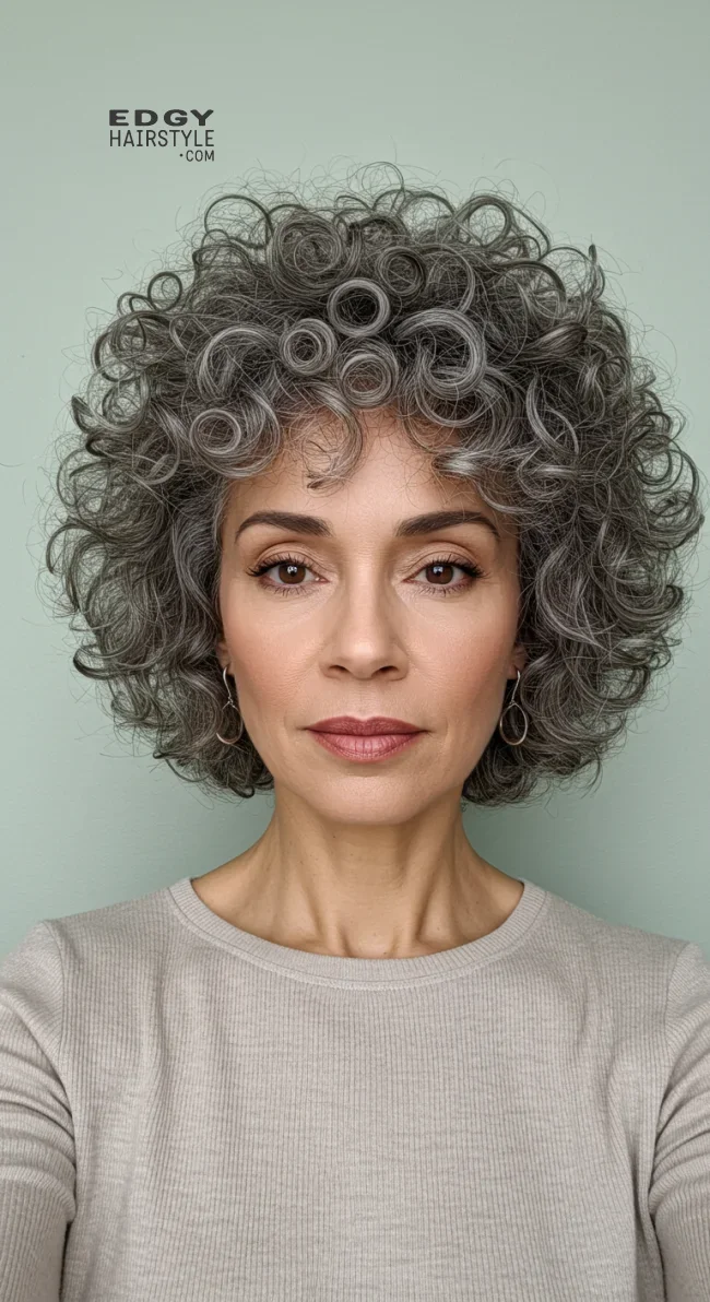 3. Voluminous Curly Crop | What Hairstyles Are Good For Women Over 60 With Thinning Hair?