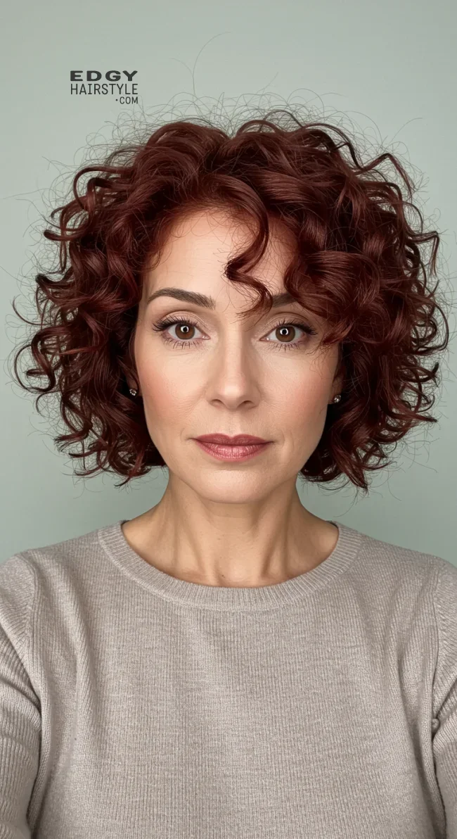 13. Short Curly Bob | What Hairstyles Are Good For Women Over 60 With Thinning Hair?