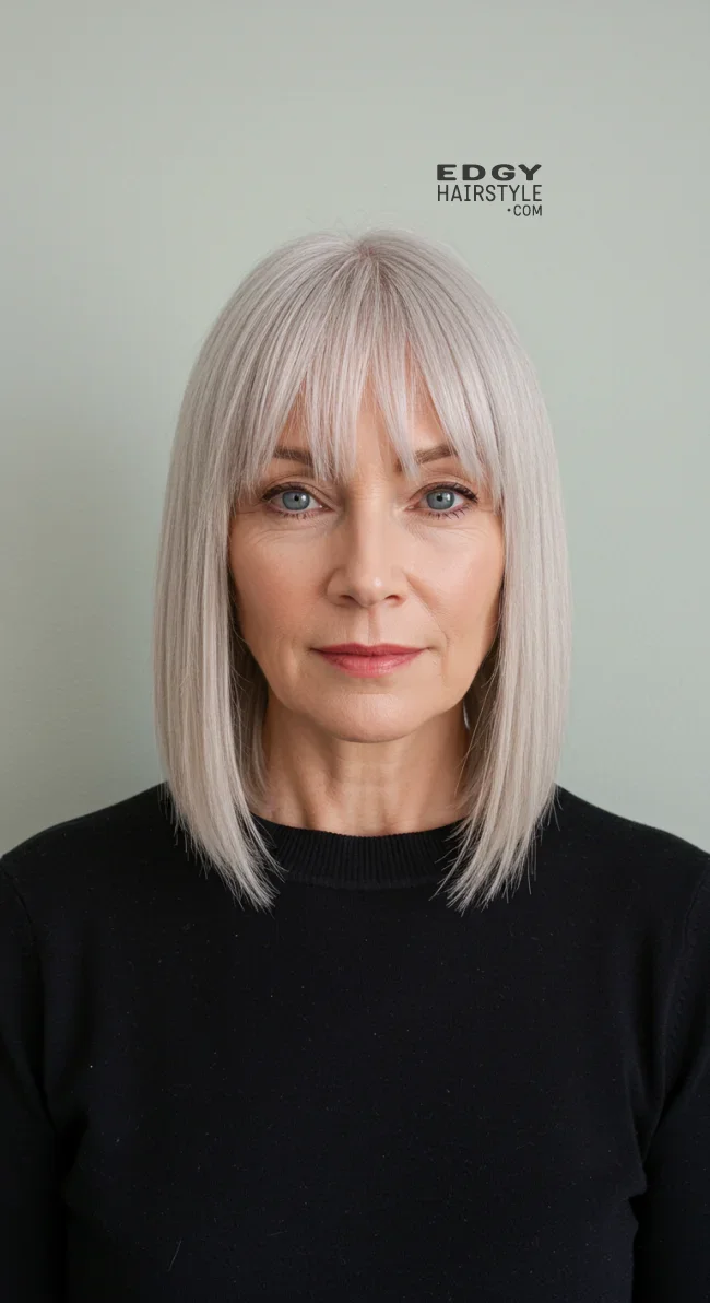 4. Shoulder-Length Blunt Cut | What Hairstyles Are Good For Women Over 60 With Thinning Hair?