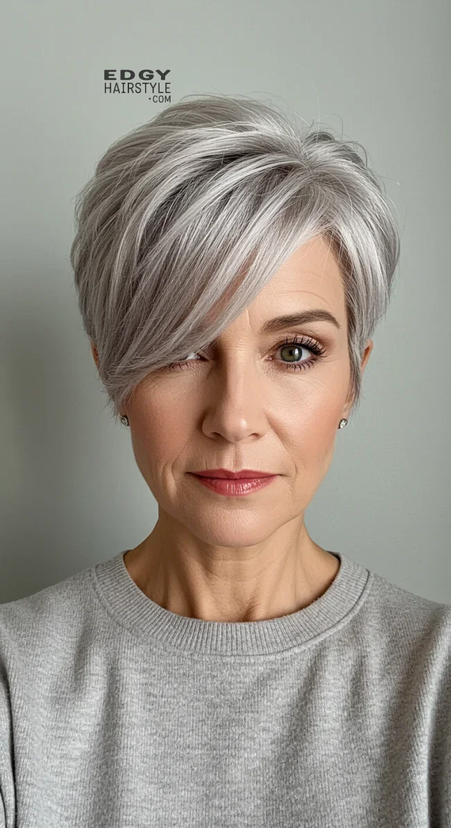9. Side-Swept Pixie | What Hairstyles Are Good For Women Over 60 With Thinning Hair?