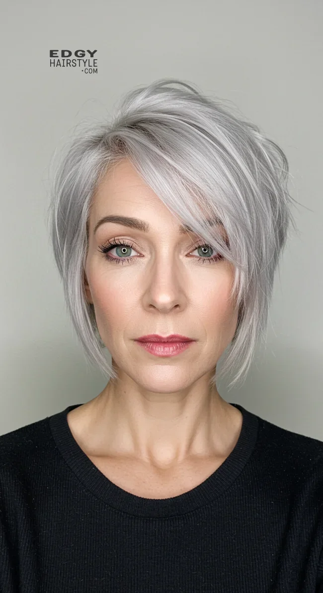 12. Textured Bob with Side Part | What Hairstyles Are Good For Women Over 60 With Thinning Hair?
