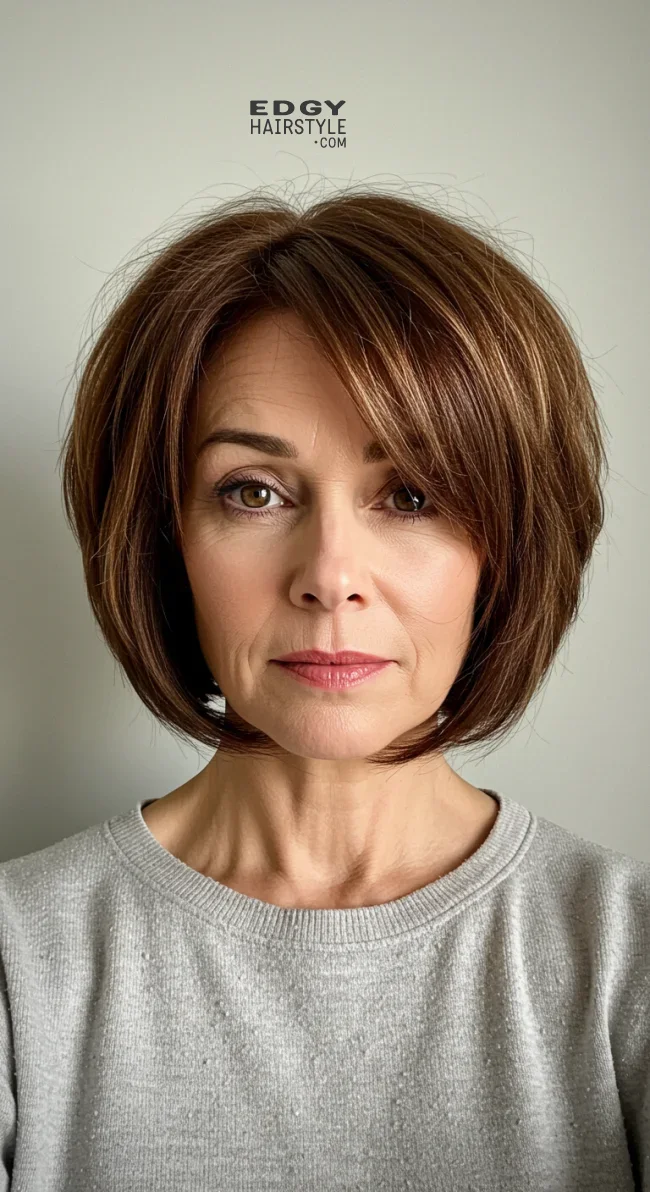 2. Soft Feathered Bob | What Hairstyles Are Good For Women Over 60 With Thinning Hair?