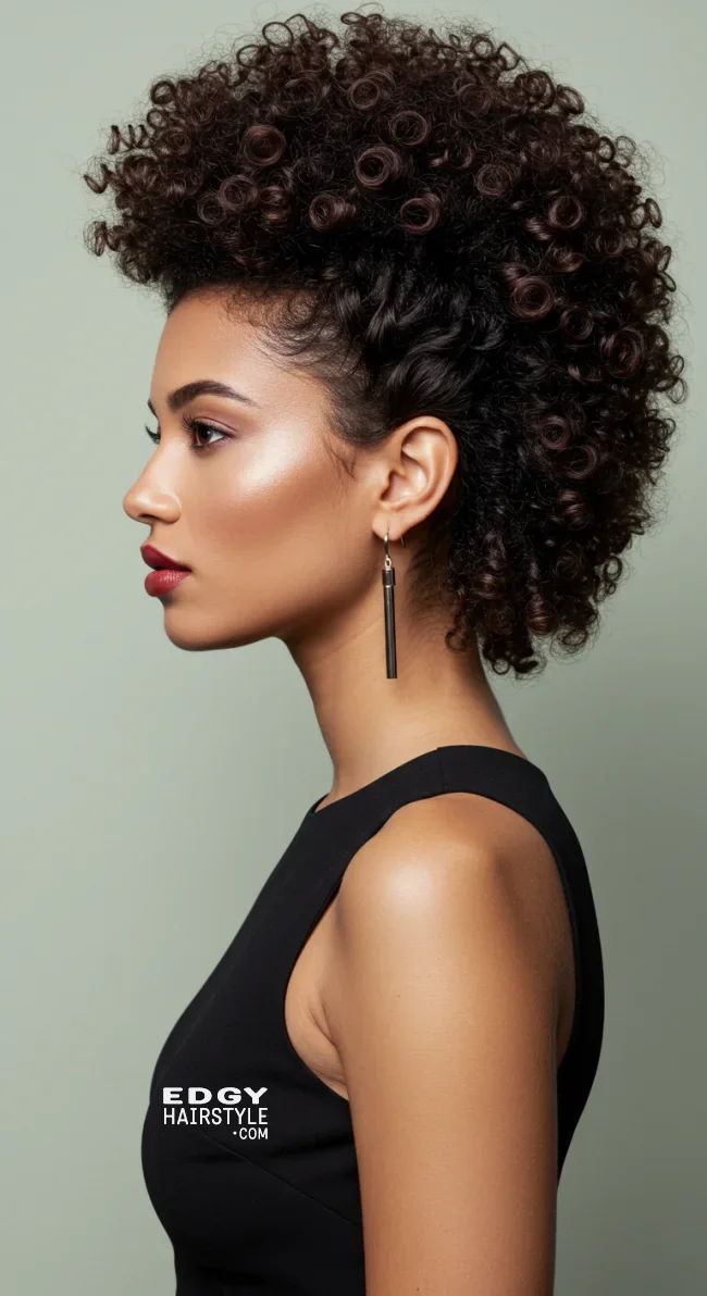 13. Curly Faux Hawk | 15 Amazing Hairstyles That You Can Do With Your Long Curly Hair