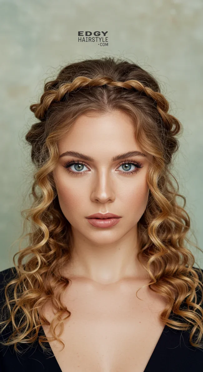 12. Twisted Halo Updo | 15 Amazing Hairstyles That You Can Do With Your Long Curly Hair