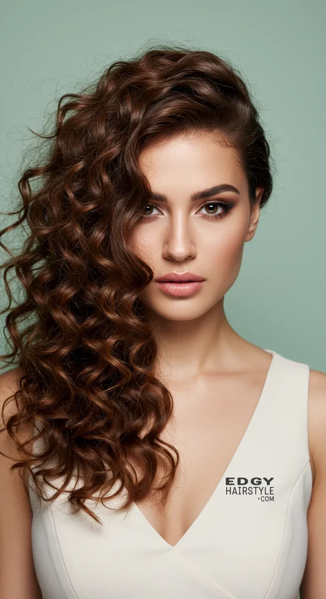 5. Side-Swept Curls | 15 Amazing Hairstyles That You Can Do With Your Long Curly Hair